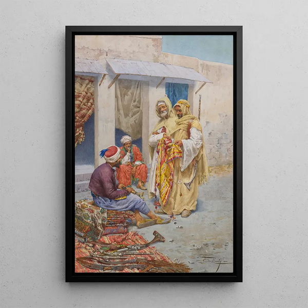The Carpet Seller - Giulio Rosati — framed artwork on a wall