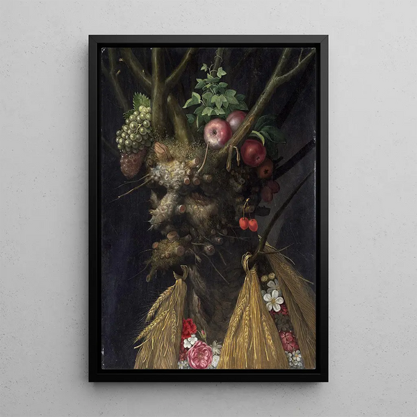 De vier jaargetijden in één hoofd - Giuseppe Arcimboldo — ingelijst kunstwerk aan de muur