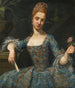Portret van een dame gekleed in een rijk geborduurde blauwe jurk - Giuseppe Baldrighi — weergave van het kunstwerk