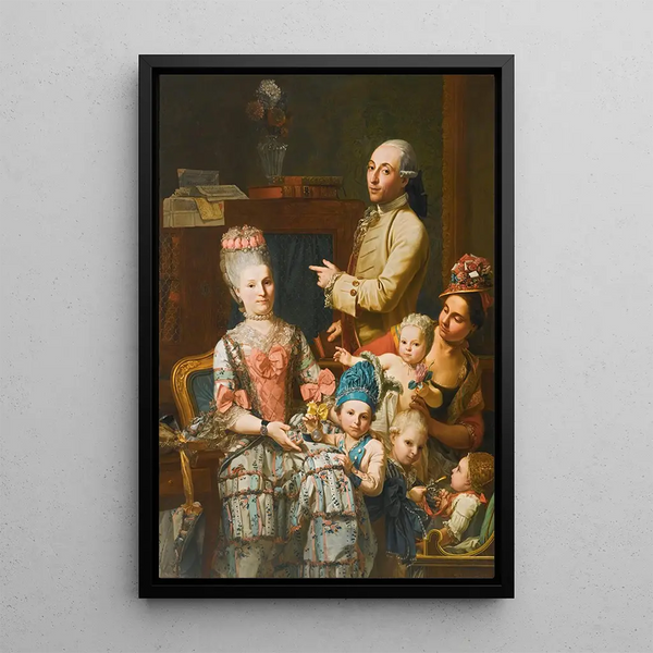 Portret van Antonio Ghedini en zijn familie - Giuseppe Baldrighi — ingelijst kunstwerk aan de muur