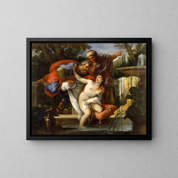 Suzanne and the Elders - Giuseppe Bartolomeo Chiari — framed artwork on a wall