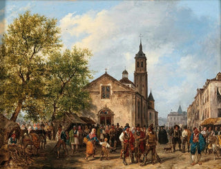 Giuseppe Canella - A Lively Scene on a Market Square.webp