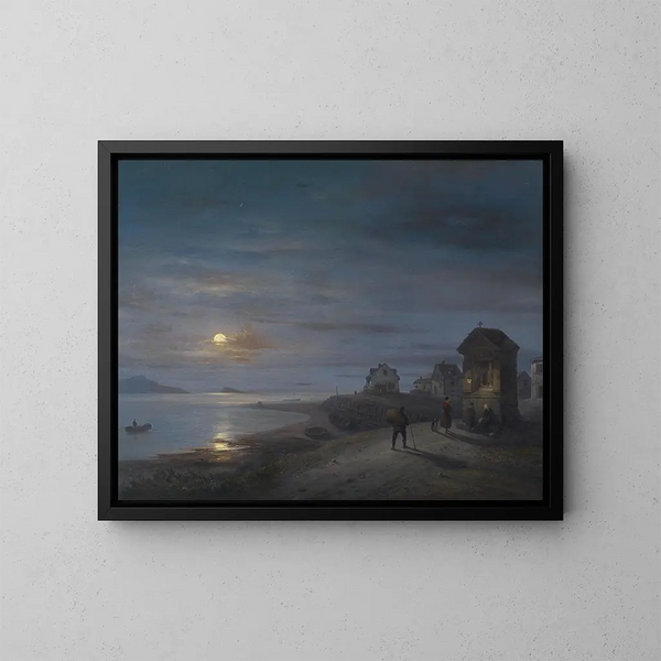 Coastal Landscape Painting - Giuseppe Canella — framed artwork on a wall