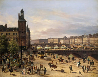 Giuseppe Canella - Le march aux fleurs la Tour de lHorloge le Pont au Change et le PontNeuf.webp