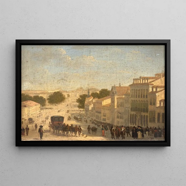 Giuseppe Canella - Vue de la Calle de Alcal avec la fontaine de Cyble et la porte dAlcal Madrid.webp