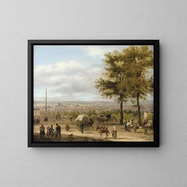 View of the Heights of Paris - Giuseppe Canella — framed artwork on a wall