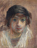 Hoofd van een vrouw - Giuseppe Cominetti — weergave van het kunstwerk