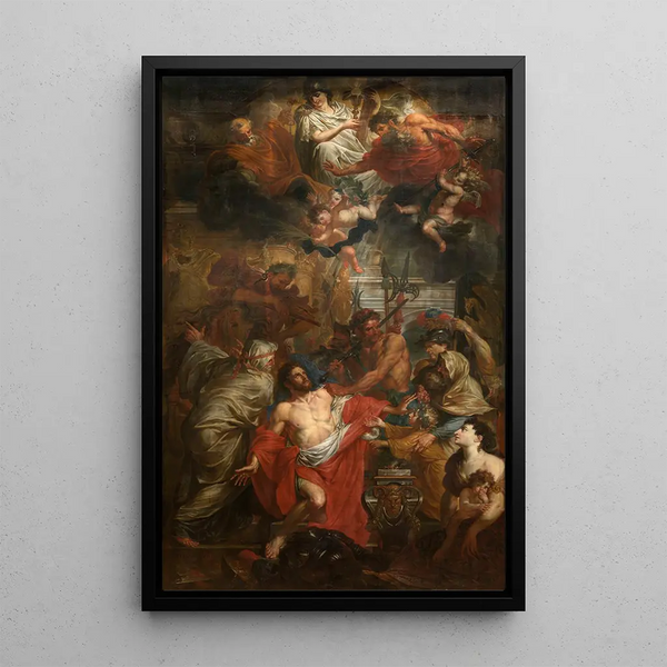 Het martelaarschap van Sint Joris - Godfried Maes — ingelijst kunstwerk aan de muur