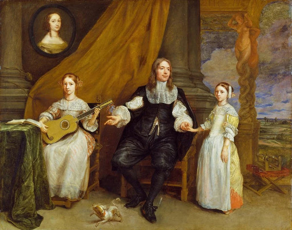 Reproduction of the painting of a gentleman with his two daughters - Gonzales Coques