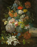 Natuurlijke bloemstilleven met uitzicht op Castel Gandolfo - Gottlob Michael Wentzel — weergave van het kunstwerk