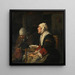 Grace before dinner, an elderly couple sitting at a table - Abraham Van Dijck — framed artwork on a wall