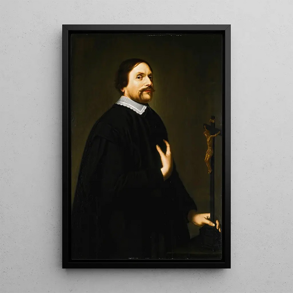 Portret van een geestelijke - Gérard Douffet — ingelijst kunstwerk aan de muur