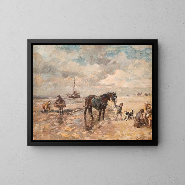 Moules pêcheur sur la plage - Gregor von Bochmann — framed artwork on a wall