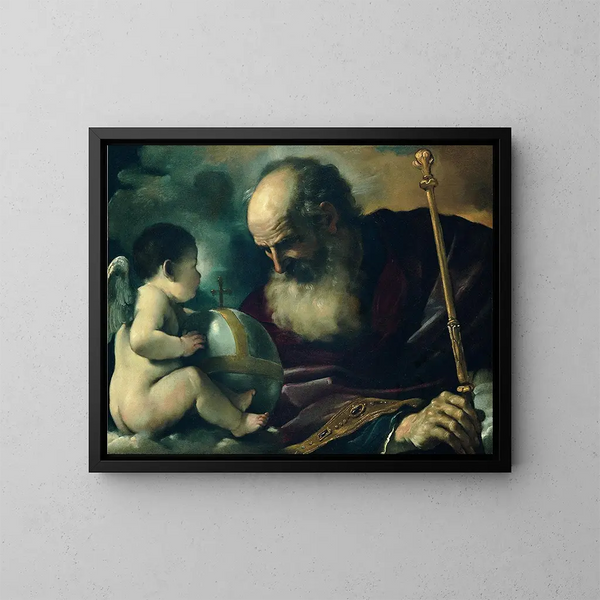 God de Vader en een engel - Guercino — ingelijst kunstwerk aan de muur