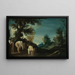 Landschap met vrouwen die baden - Guercino — ingelijst kunstwerk aan de muur