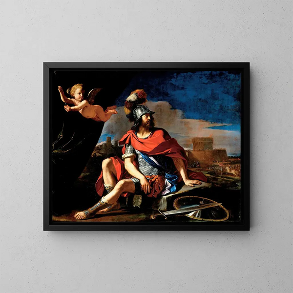 Mars met Cupido - Guercino — ingelijst kunstwerk aan de muur