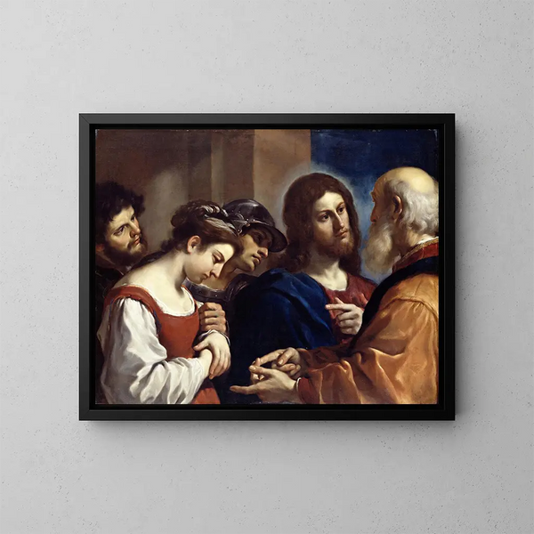 De overspelige vrouw - Guercino — ingelijst kunstwerk aan de muur