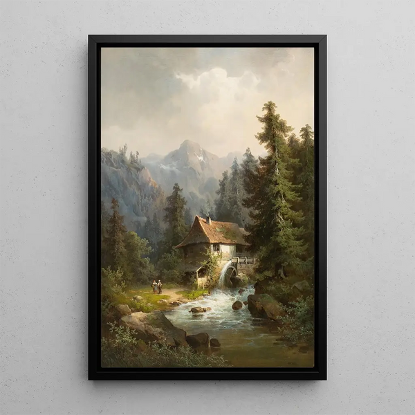 Moulin à eau dans les montagnes - Guido Hampe — ingelijst kunstwerk aan de muur
