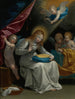 De Maagd naait, vergezeld door vier engelen, bekend als De Naaister - Guido Reni — weergave van het kunstwerk