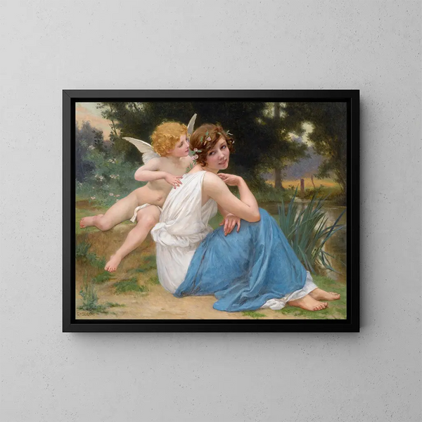 Cupid and Psyche - Guillaume Seignac — framed artwork on a wall