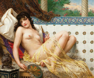 Odalisque met waaier - Guillaume Seignac — weergave van het kunstwerk