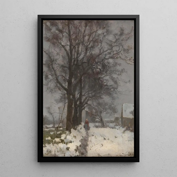 Snowy Landscape Painting - Guillaume Vogels — framed artwork on a wall