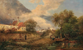 Gustav Barbarini - By the Fountain before the Village.webp