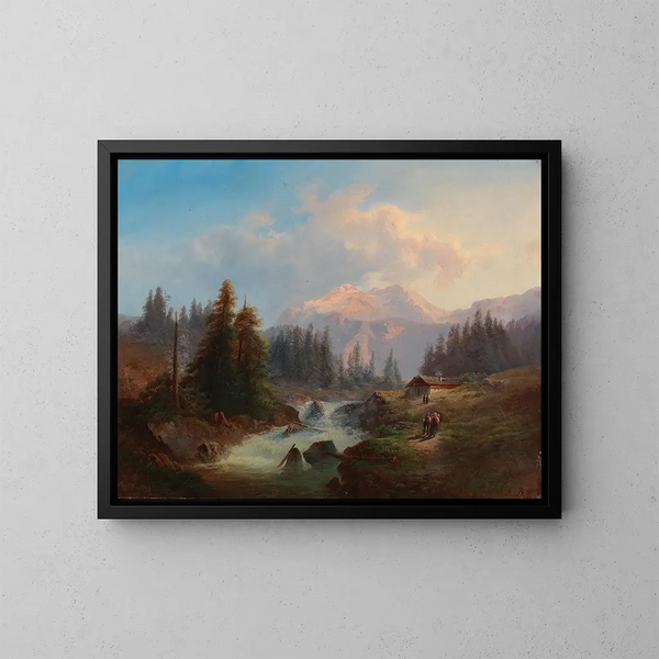 Partie au bord du ruisseau - Gustav Barbarini — framed artwork on a wall