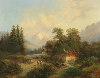 Uitzicht op de Breite Riss Puchberg in de regio Schneeberg - Gustav Barbarini — weergave van het kunstwerk