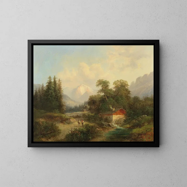 View of the Breite Riss Puchberg in the Schneeberg region - Gustav Barbarini — framed artwork on a wall