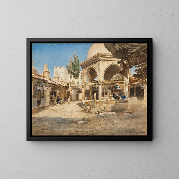 A well in Jaffa - Gustav Bauernfeind — framed artwork on a wall