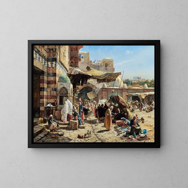 Market in Jaffa - Gustav Bauernfeind — framed artwork on a wall