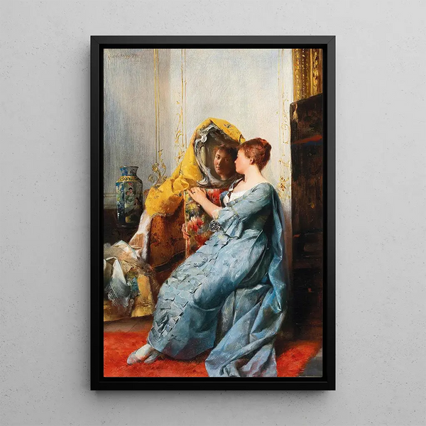 Dame dans le boudoir - Gustav Holweg-Glantschnigg — ingelijst kunstwerk aan de muur