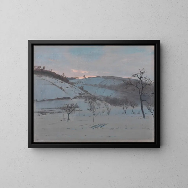 Winter Morning Painting in Grötzingen - Gustav Kampmann — framed artwork on a wall