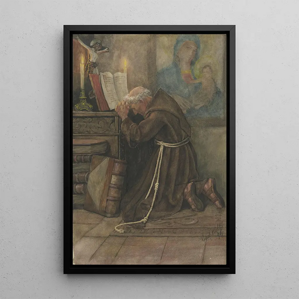 monnik in gebed - Gustav Kilb — ingelijst kunstwerk aan de muur