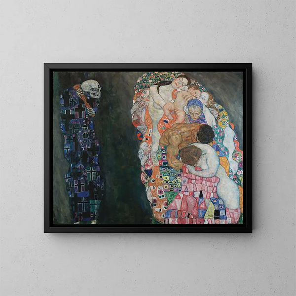 De Dood en het Leven - Gustav Klimt — ingelijst kunstwerk aan de muur