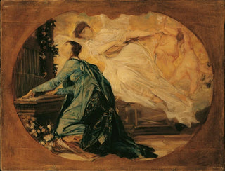 van de kerkelijke muziek allegorie door de organist - Gustav Klimt — weergave van het kunstwerk