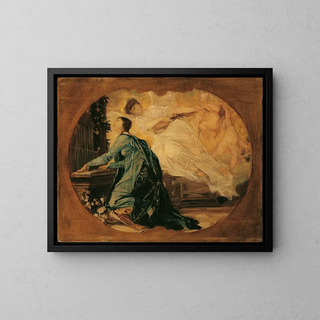 van de kerkelijke muziek allegorie door de organist - Gustav Klimt — ingelijst kunstwerk aan de muur