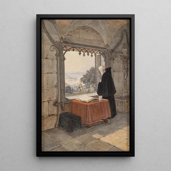 Croisé en monnik - Gustav Reinhold — ingelijst kunstwerk aan de muur