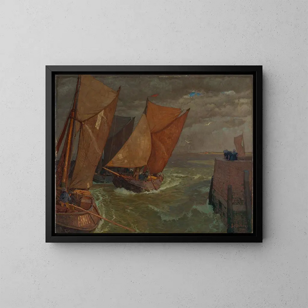 Entrance to the port of Vlissingen - Gustav Schönleber — framed artwork on a wall