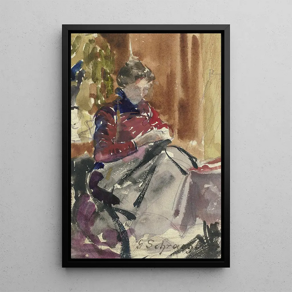 Portret van de vrouw van de kunstenaar - Gustav Schrägle — ingelijst kunstwerk aan de muur