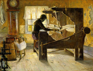 Van het weefgetouw - Gustav Wentzel — weergave van het kunstwerk