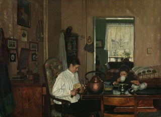 Petit-déjeuner I De moeder en de broer van de kunstenaar - Gustav Wentzel — weergave van het kunstwerk