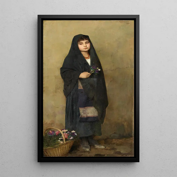 La Fille aux fleurs - Gustave-Claude-Étienne Courtois — ingelijst kunstwerk aan de muur