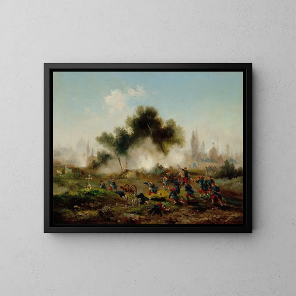 Assault on a cemetery by regular troops, May 1871 - Gustave Boulanger — framed artwork on a wall