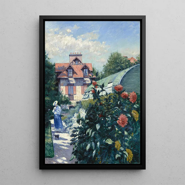 Dahlias dans le jardin à Petit-Gennevilliers - Gustave Caillebotte — ingelijst kunstwerk aan de muur