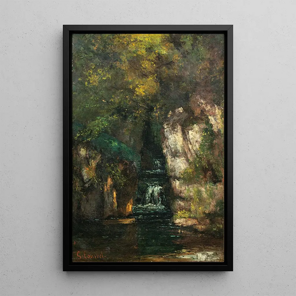 Een waterval bij Ornans - Gustave Courbet — ingelijst kunstwerk aan de muur