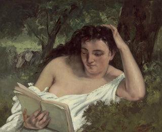 Een jonge vrouw die leest - Gustave Courbet — weergave van het kunstwerk