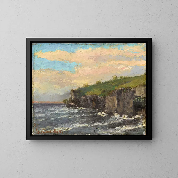 Kliffen aan de waterkant - Gustave Courbet — ingelijst kunstwerk aan de muur