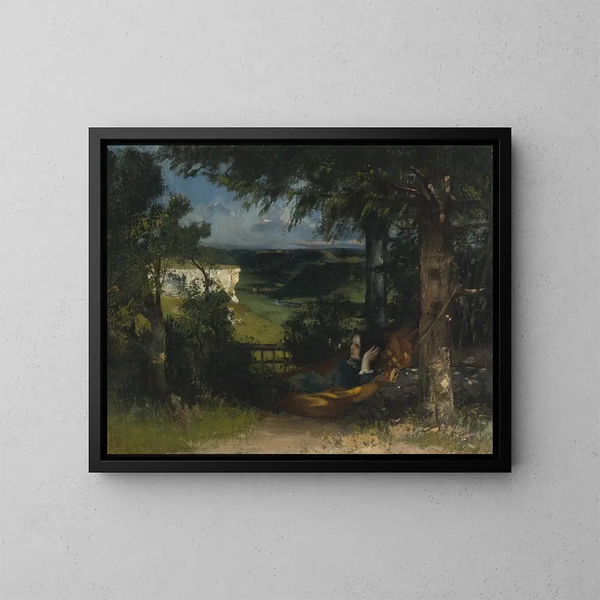 Vrouw in een hangmat - Gustave Courbet — ingelijst kunstwerk aan de muur